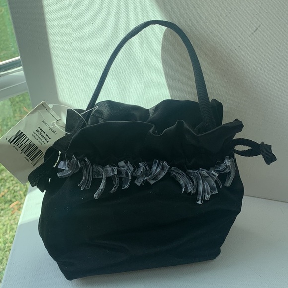 Kate Spade ♠️ Black Silk Bag Cinque Terre Capri Coral Shells Evening Bag NWT 🖤 - Picture 14 of 16